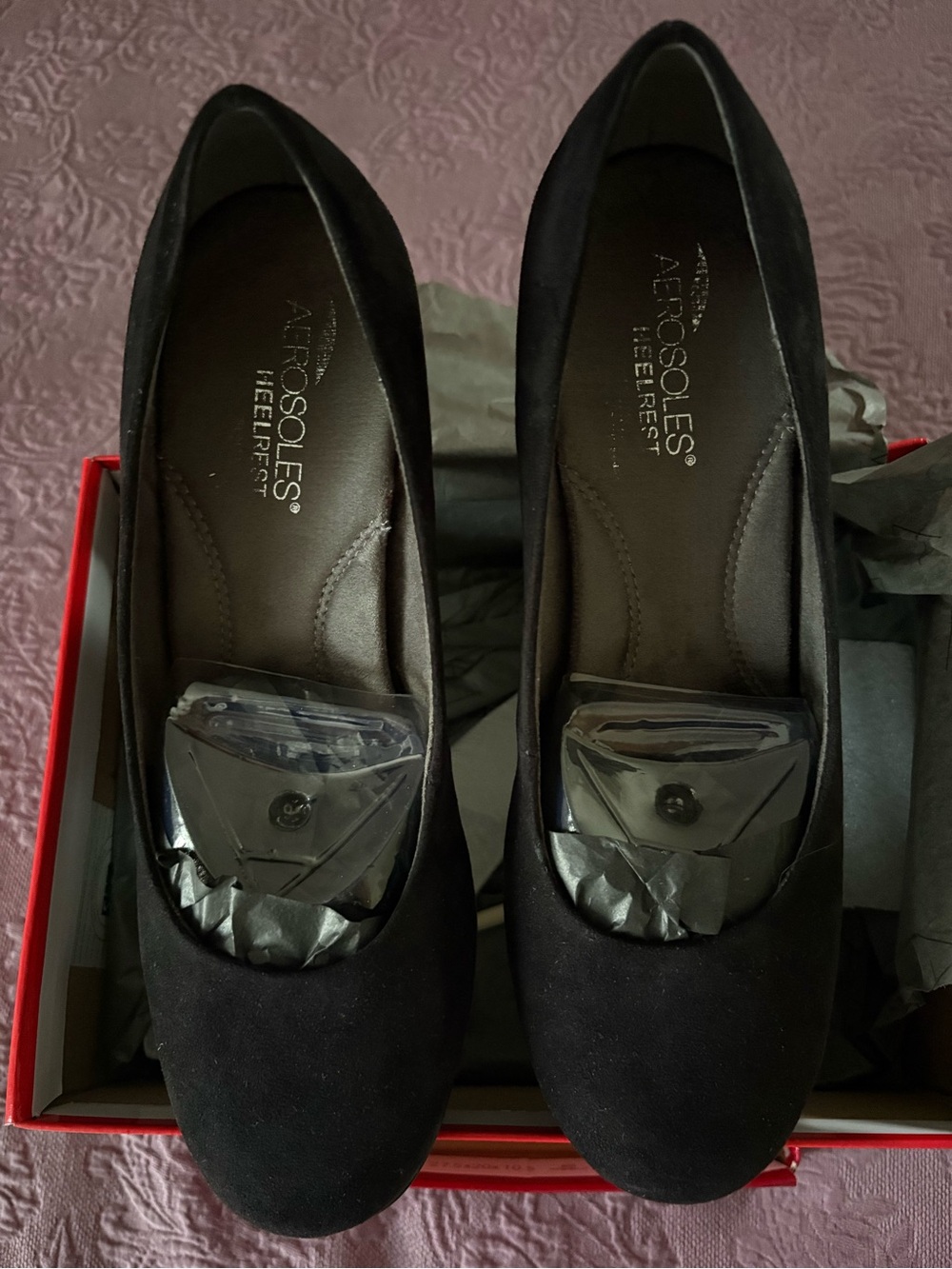 Aerosoles Black Women's Suede Shoes Plum Tree 8.5